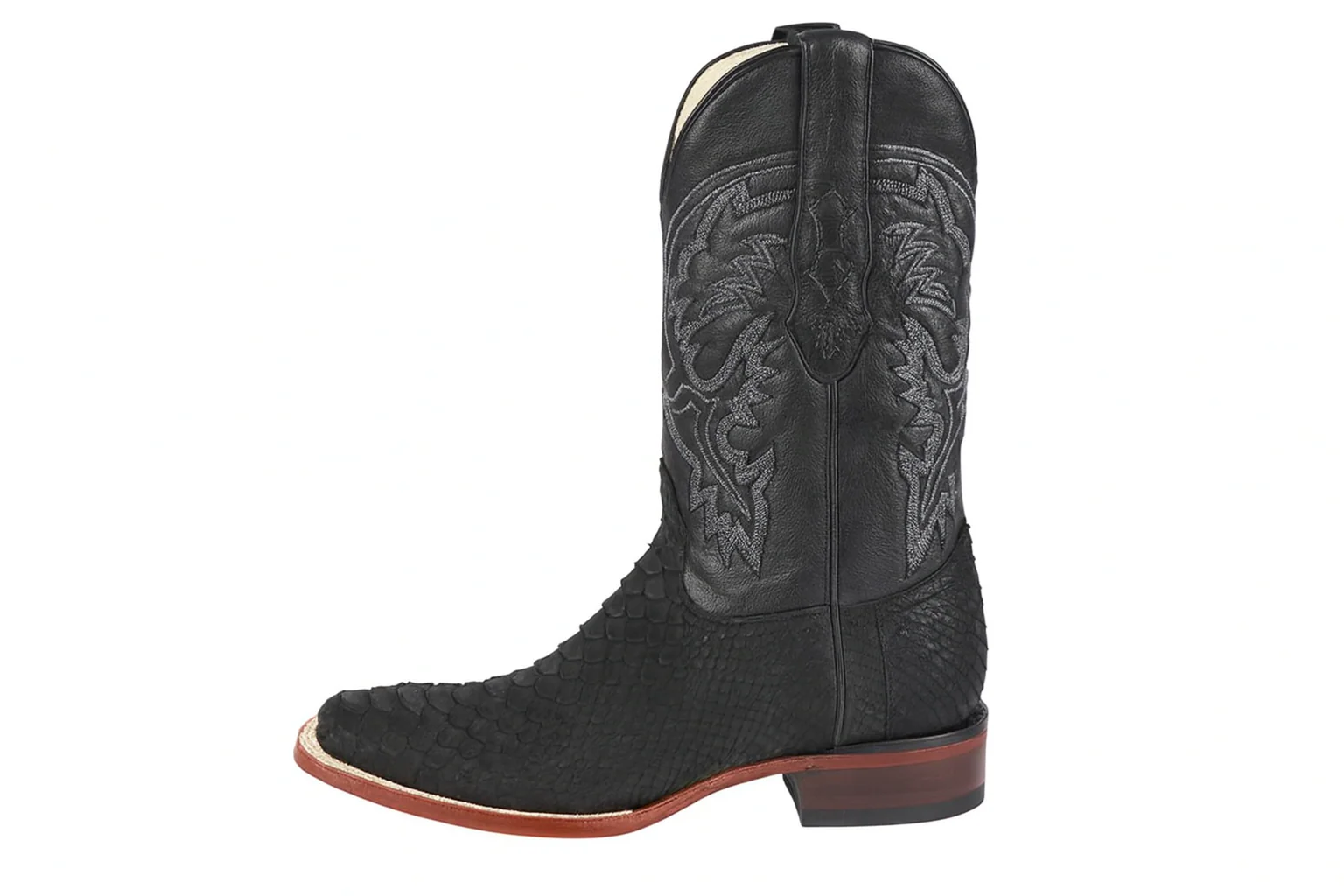 Suede Black Python Cowboy Boots - Image 5