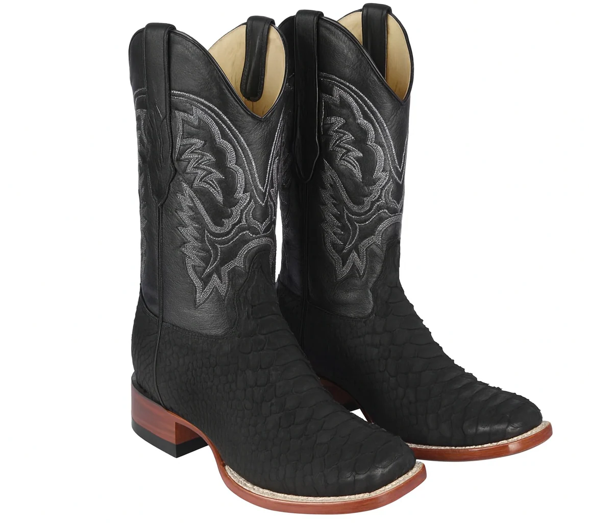 Suede Black Python Cowboy Boots - Image 7