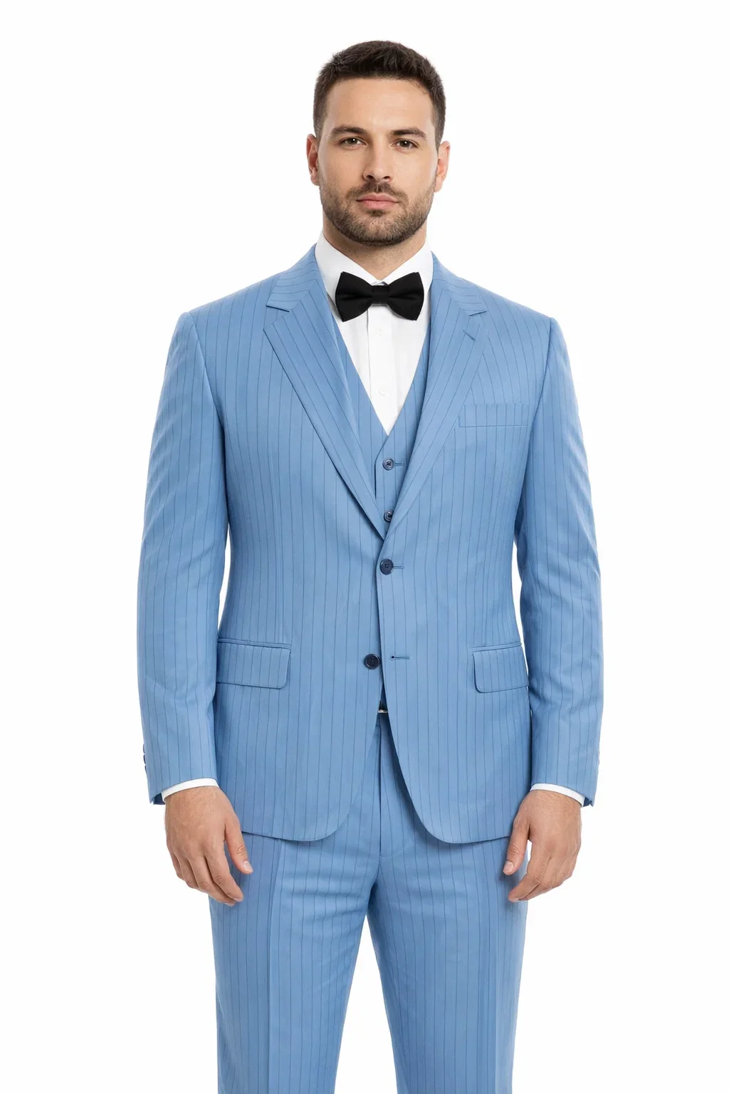 Summer Suits - Pinstripe Suit - Vested Suit - Blue - Image 5