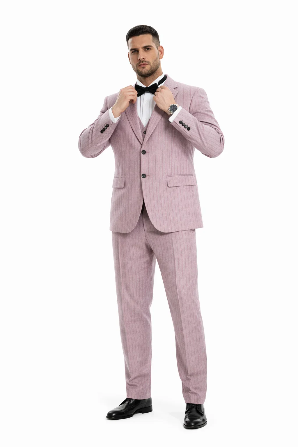 Summer Suits - Pinstripe Suit - Vested Suit - Dusty Rose - Image 2