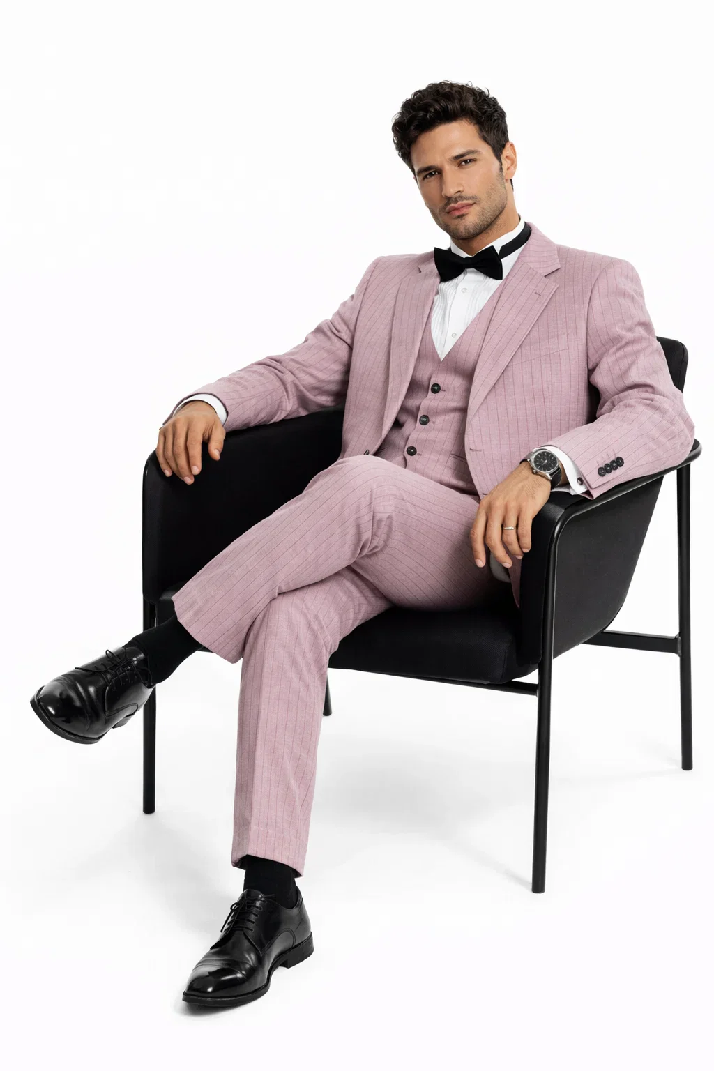 Summer Suits - Pinstripe Suit - Vested Suit - Dusty Rose - Image 6