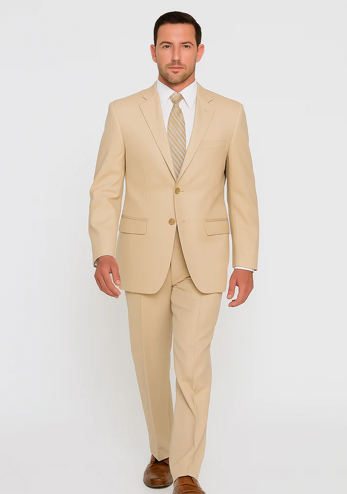 Tan Big and Tall Linen Suit - Image 4