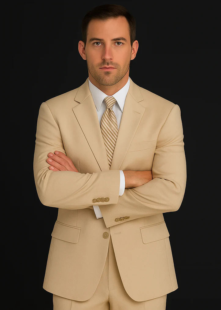 Tan Big and Tall Linen Suit - Image 6