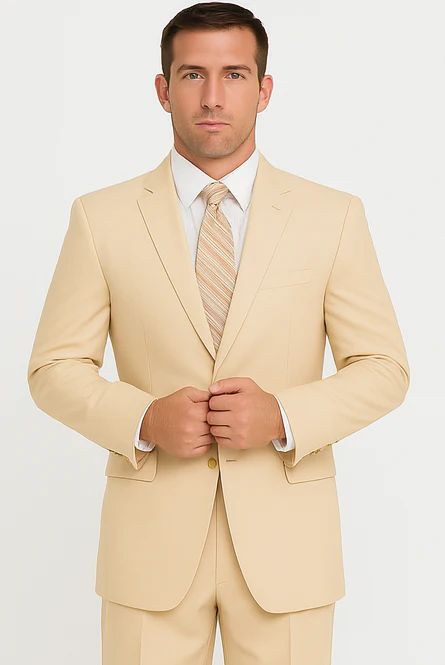 Tan Big and Tall Linen Suit - Image 8