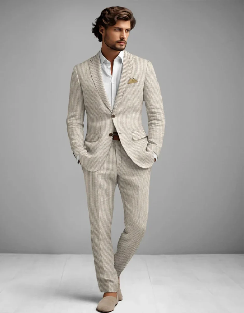 Tan Seersucker Suit - Image 3