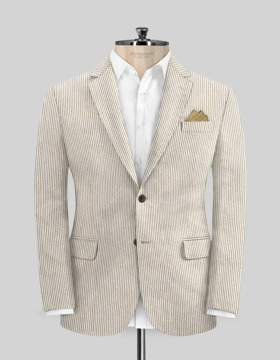 Tan Seersucker Suit - Image 4