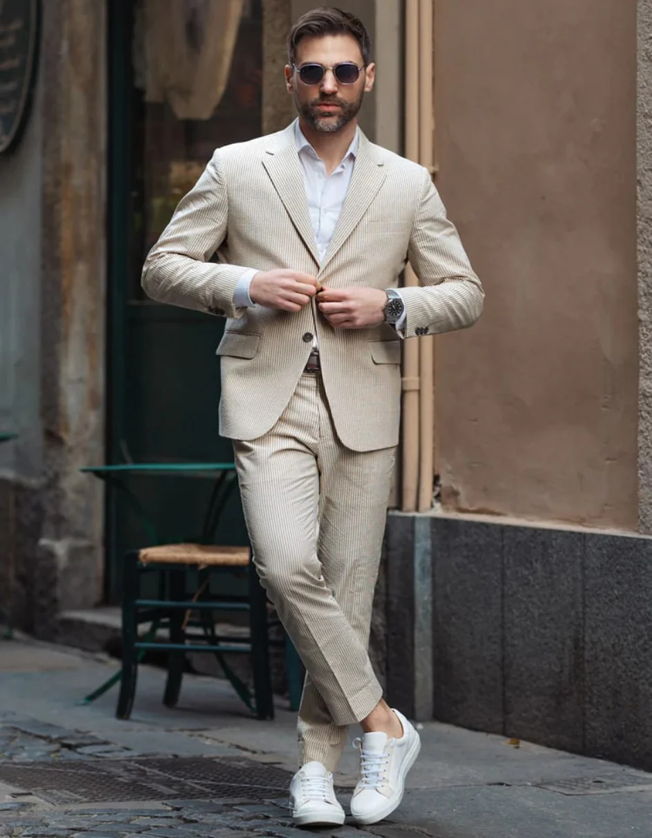 Tan Seersucker Suit - Image 6