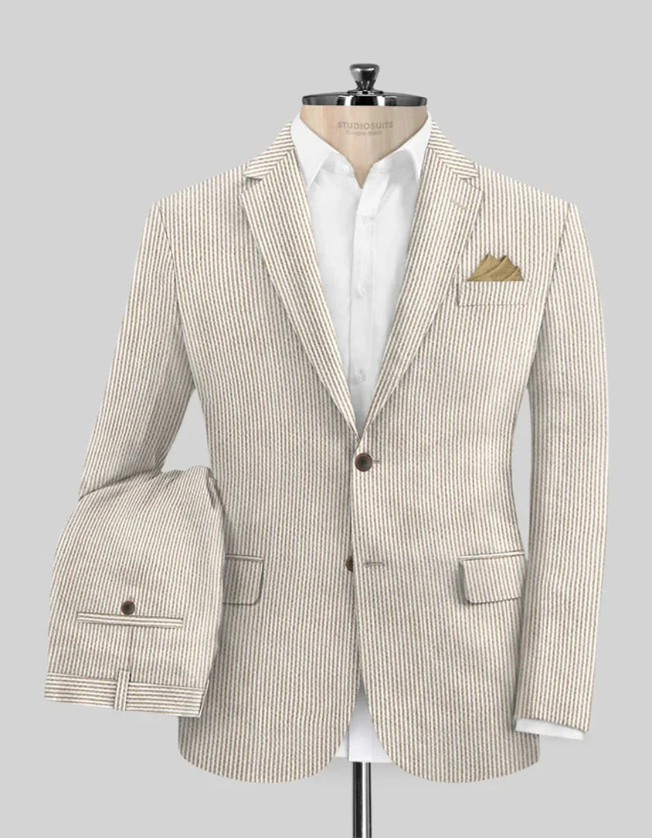 Tan Seersucker Suit - Image 7