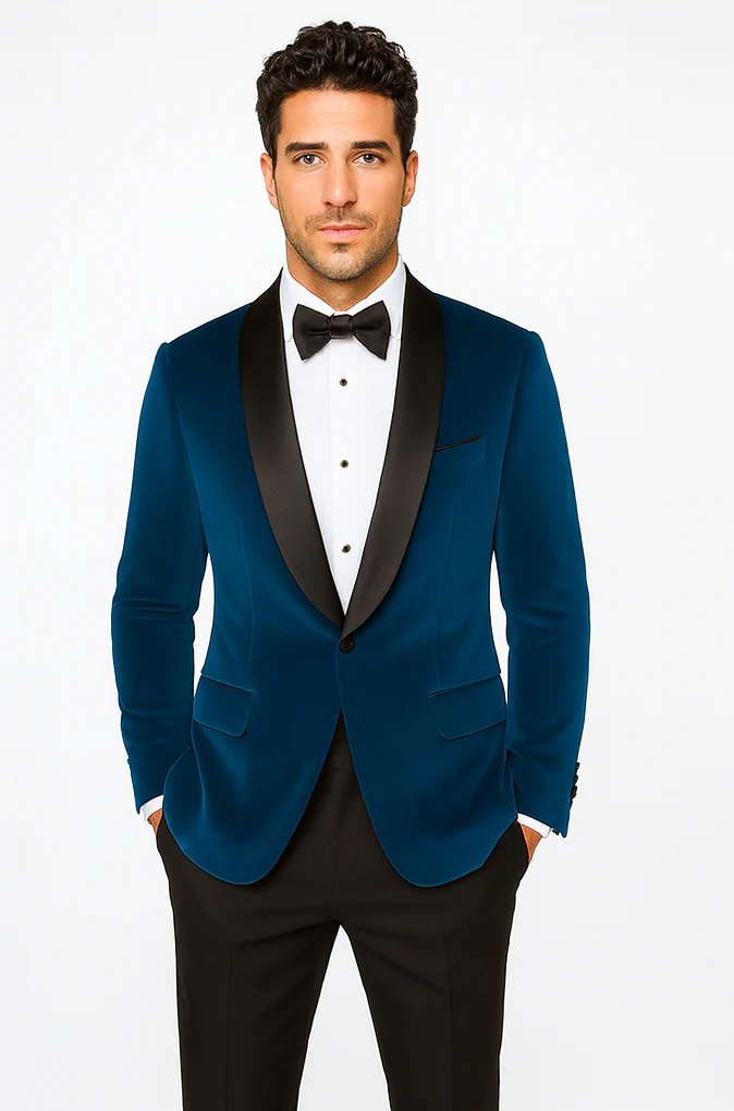 Teal Tuxedo - Velvet Dinner Jacket - Mens Velvet Blazer - Image 7