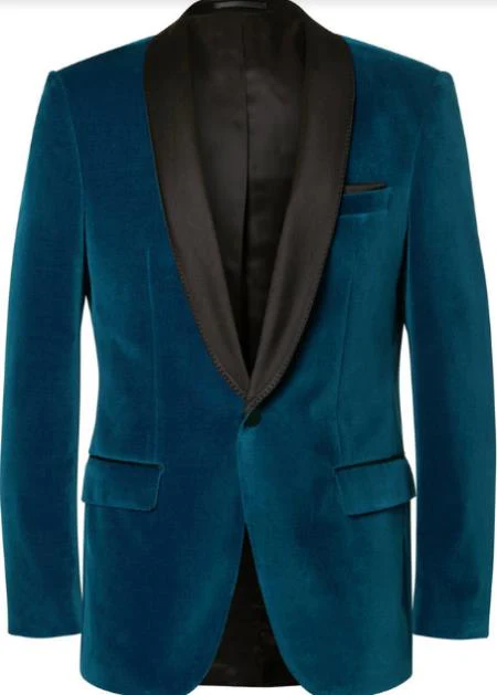 Teal Tuxedo - Velvet Dinner Jacket - Mens Velvet Blazer - Image 9