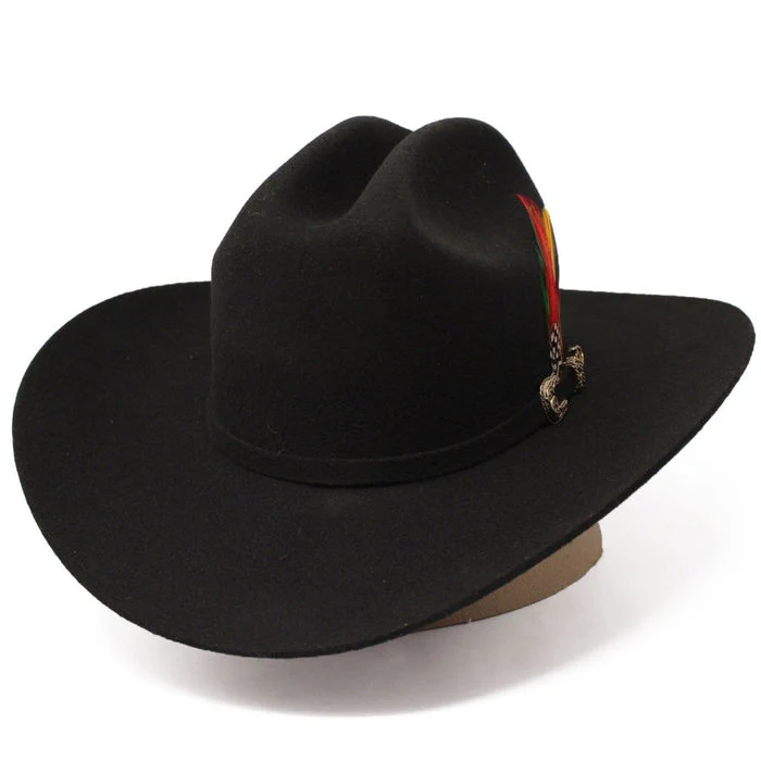 Texana Tombstone Estilo Sinaloa 20X con Plumas Color Negro - Image 3