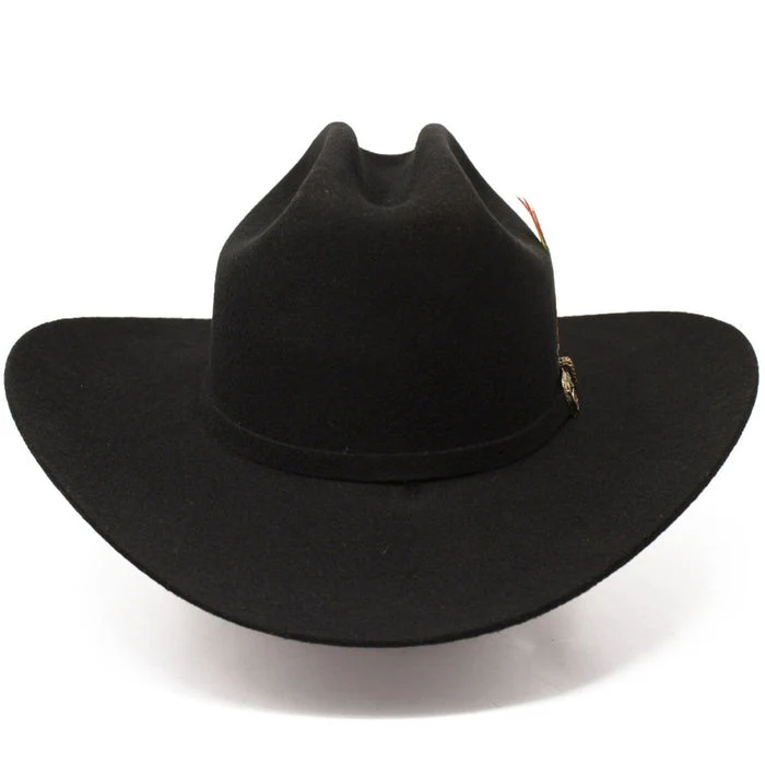 Texana Tombstone Estilo Sinaloa 20X con Plumas Color Negro - Image 4