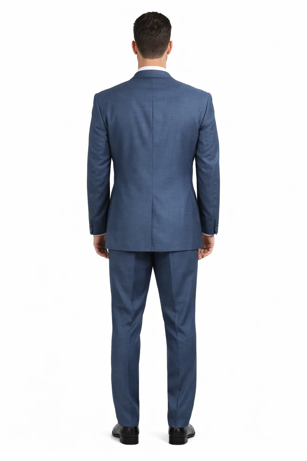 Three Button Suit - Classic Fit Pleated Pants - Mens 3 Button Texured Classic Fit Pleated Blue Pant Suit - Image 2