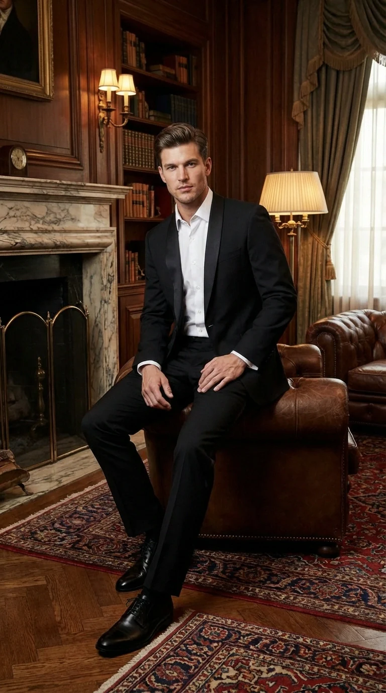 Tiglio Designer Men’s Black Single Button Tuxedo Suit – Formal Black Business and Wedding Suit Shawl Collar  Super 150's Wool Fabric - Image 10