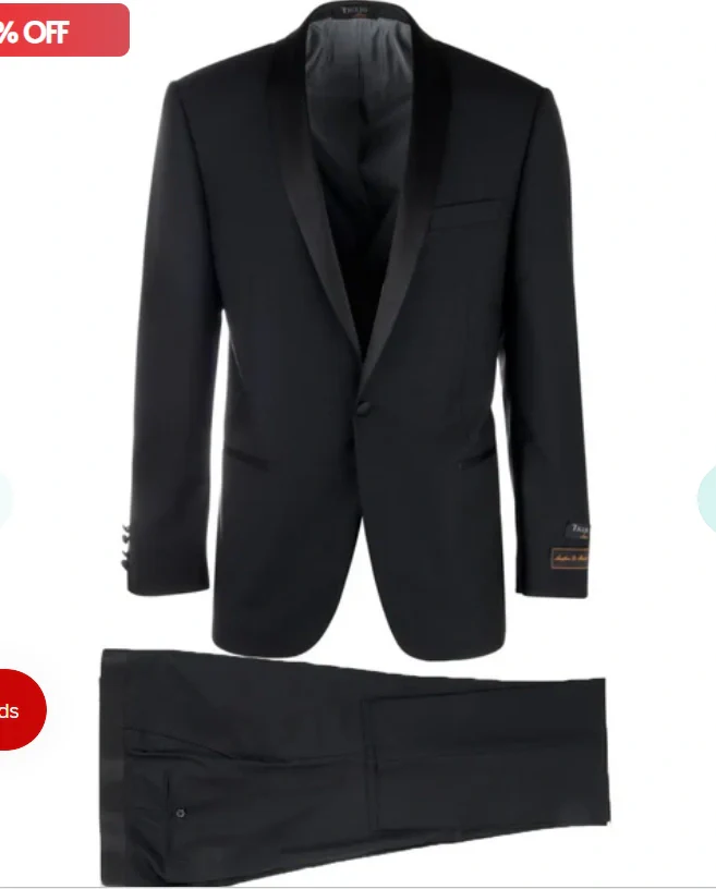 Tiglio Designer Men’s Black Single Button Tuxedo Suit – Formal Black Business and Wedding Suit Shawl Collar  Super 150's Wool Fabric - Image 14