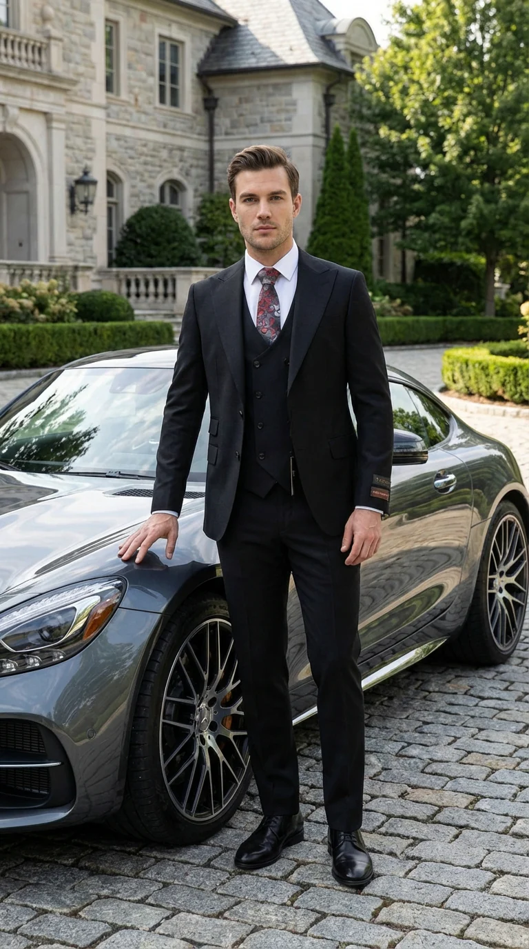 Tiglio Men’s Black 3 Piece Suit – Classic Formal Business Suit with Vest for Wedding and Special Occasion - Image 10