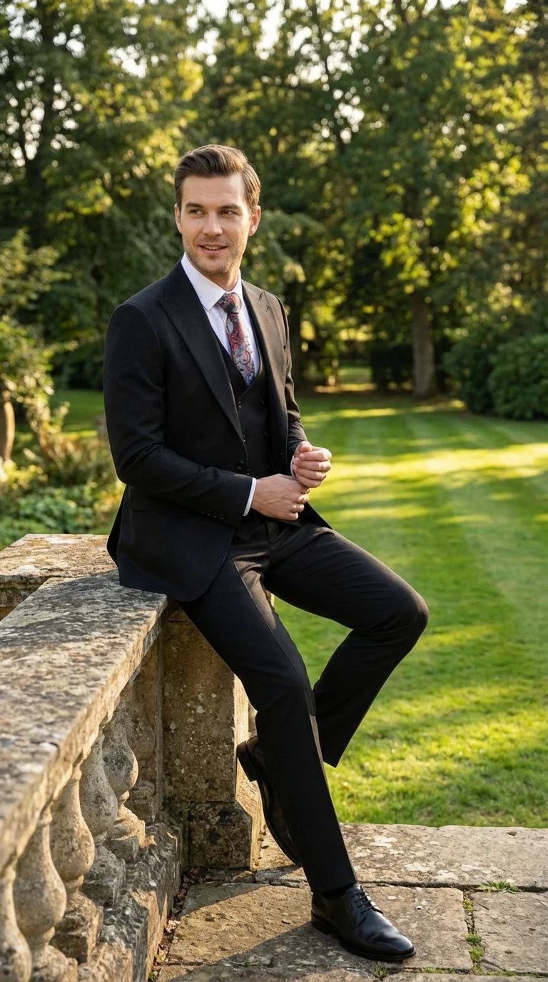 Tiglio Men’s Black 3 Piece Suit – Classic Formal Business Suit with Vest for Wedding and Special Occasion - Image 11
