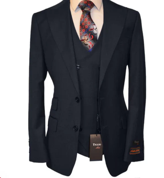 Tiglio Men’s Black 3 Piece Suit – Classic Formal Business Suit with Vest for Wedding and Special Occasion - Image 13