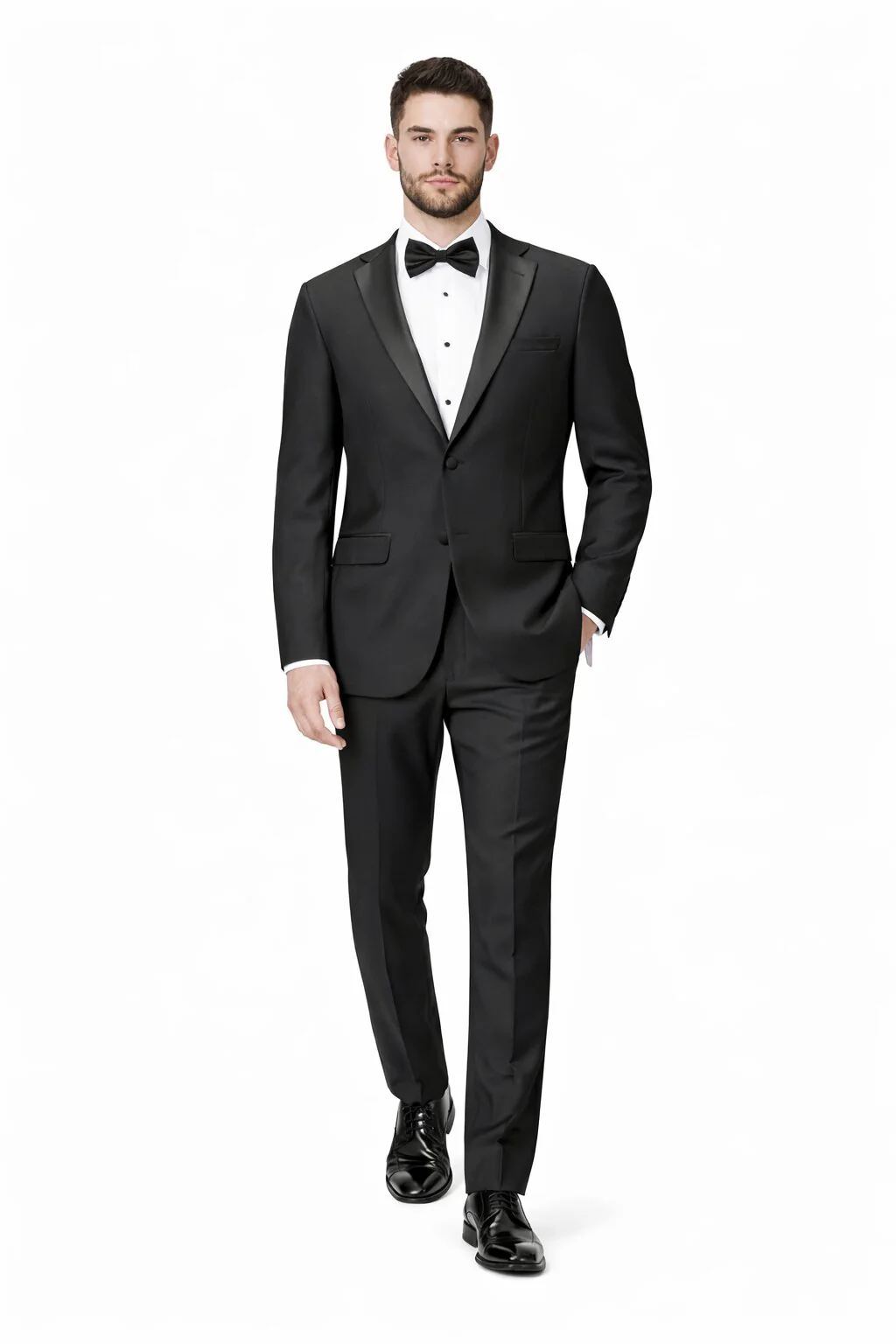 Tiglio Mens Slim Fit Black Wool Tuxedo – Satin Peak Lapel Formal Dinner Suit - Image 5