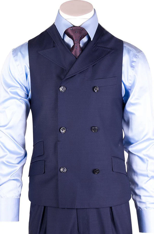 Tiglio Rosso Mens French Blue Wool Double Breasted Suit - Image 2