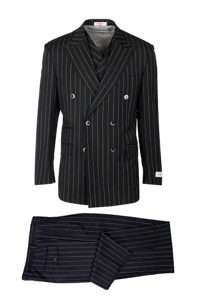 Tiglio Rosso Suit - Classic Fit Athletic Cut 100% Wool Super 150s Italian Fabric Peak Lapel in Color Black/White - Image 7