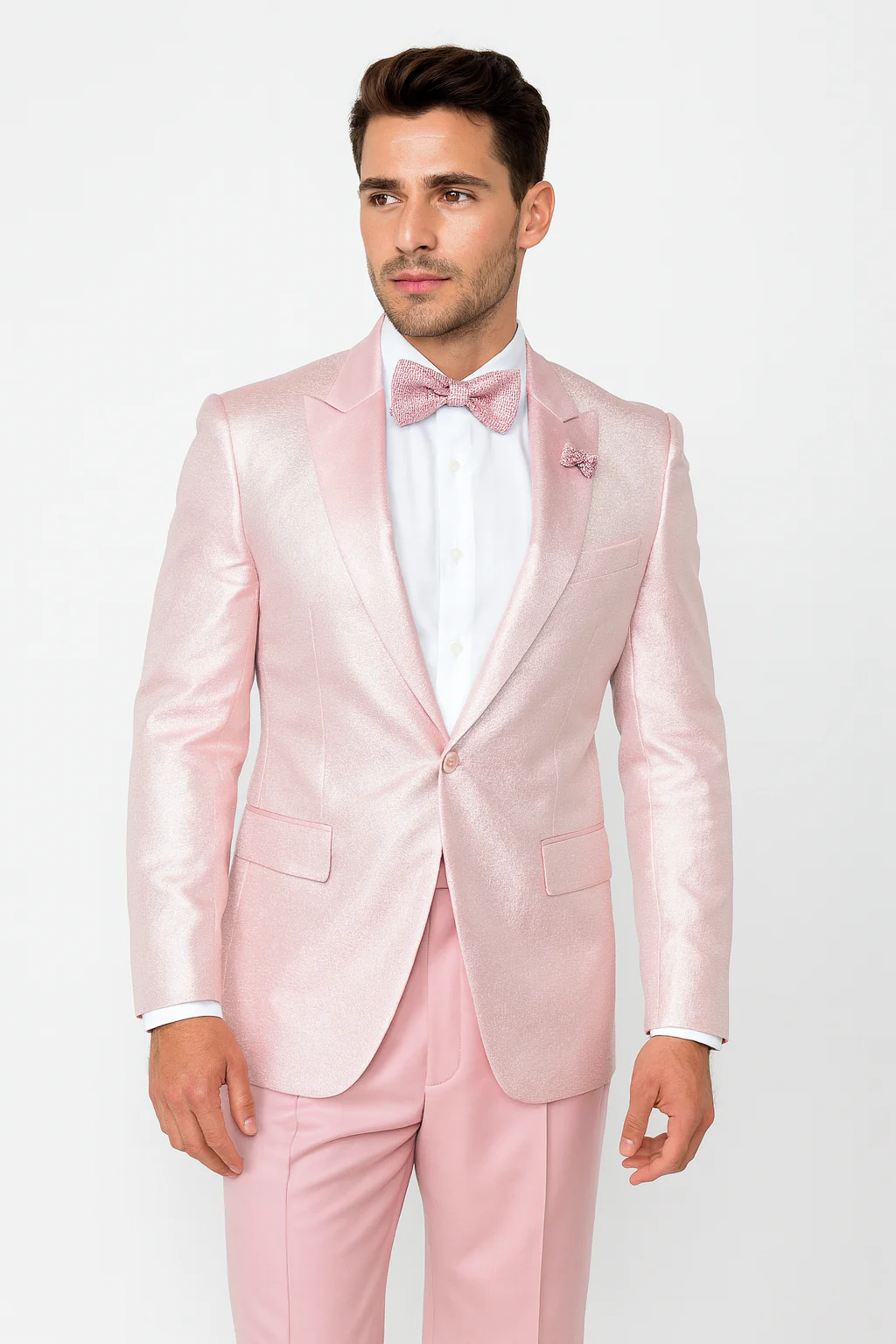 Tiglio Rosso Suit - Classic Fit Athletic Cut 100% Wool Super 150s Italian Fabric Peak Lapel in Color Light Pink - Image 6