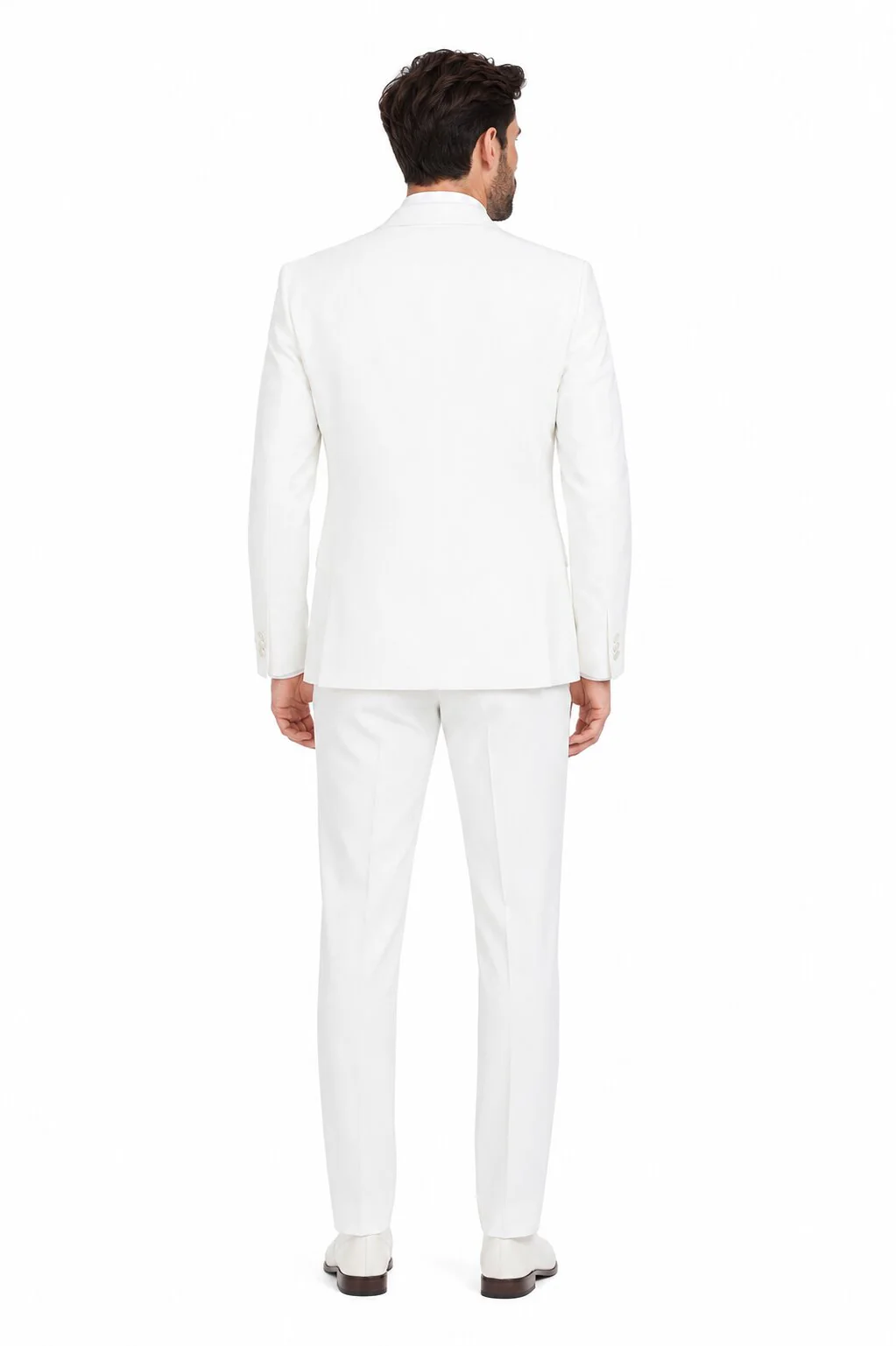 Tiglio Rosso Suit - Classic Fit Athletic Cut 100% Wool Super 150s Italian Fabric Peak Lapel in Color Off White - Image 2