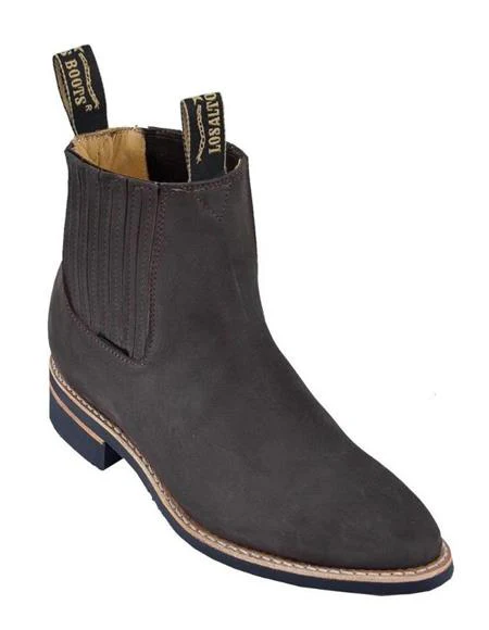 Tobacco Los Altos Boots Men's Charro Botin Short Ankle Nubuck Leather Boots