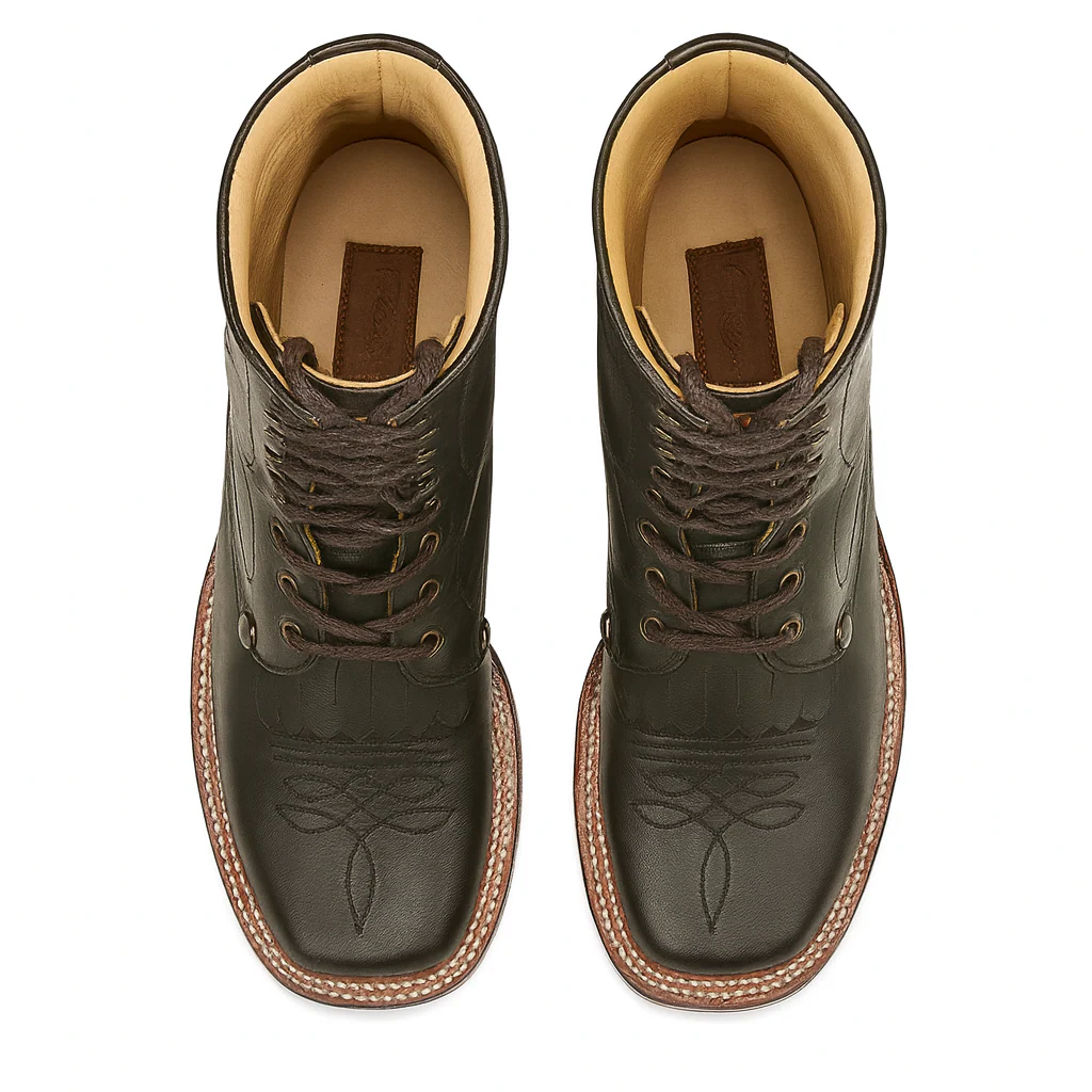 Mens Square Toe Lace Up Boots - Image 4