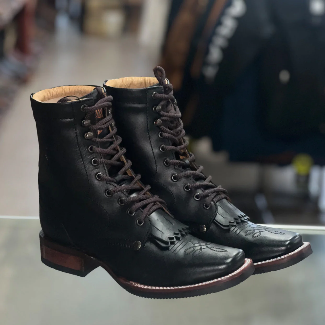 Mens Square Toe Lace Up Boots - Image 7