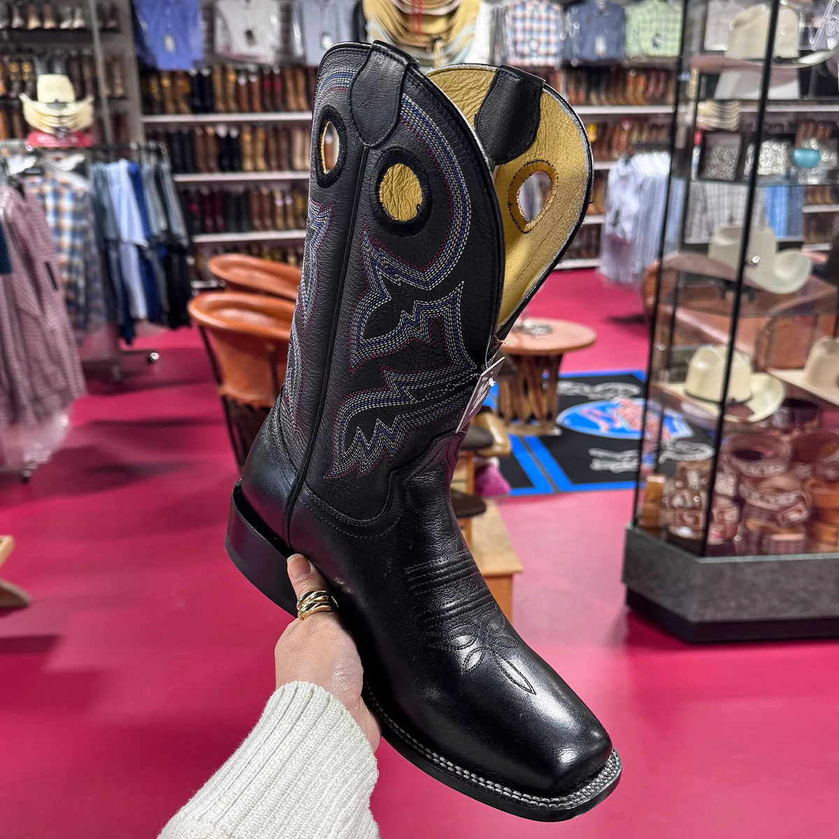 Black Lars Square Toe Cowboy Boots - Image 2