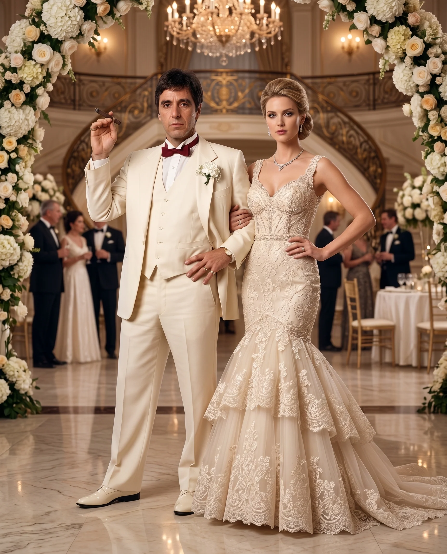 Tony Montana’s Ivory Vested Suit – Classic Ivory 3 Piece Suit for Wedding, Formal and Evening Wear - Image 10