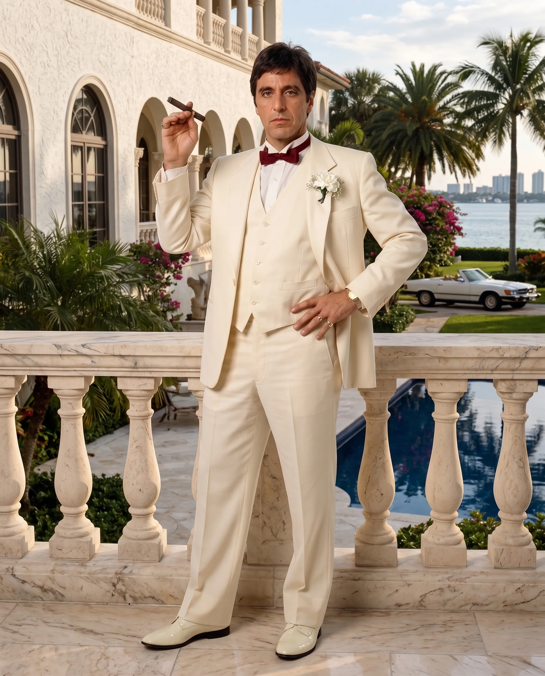 Tony Montana’s Ivory Vested Suit – Classic Ivory 3 Piece Suit for Wedding, Formal and Evening Wear - Image 12