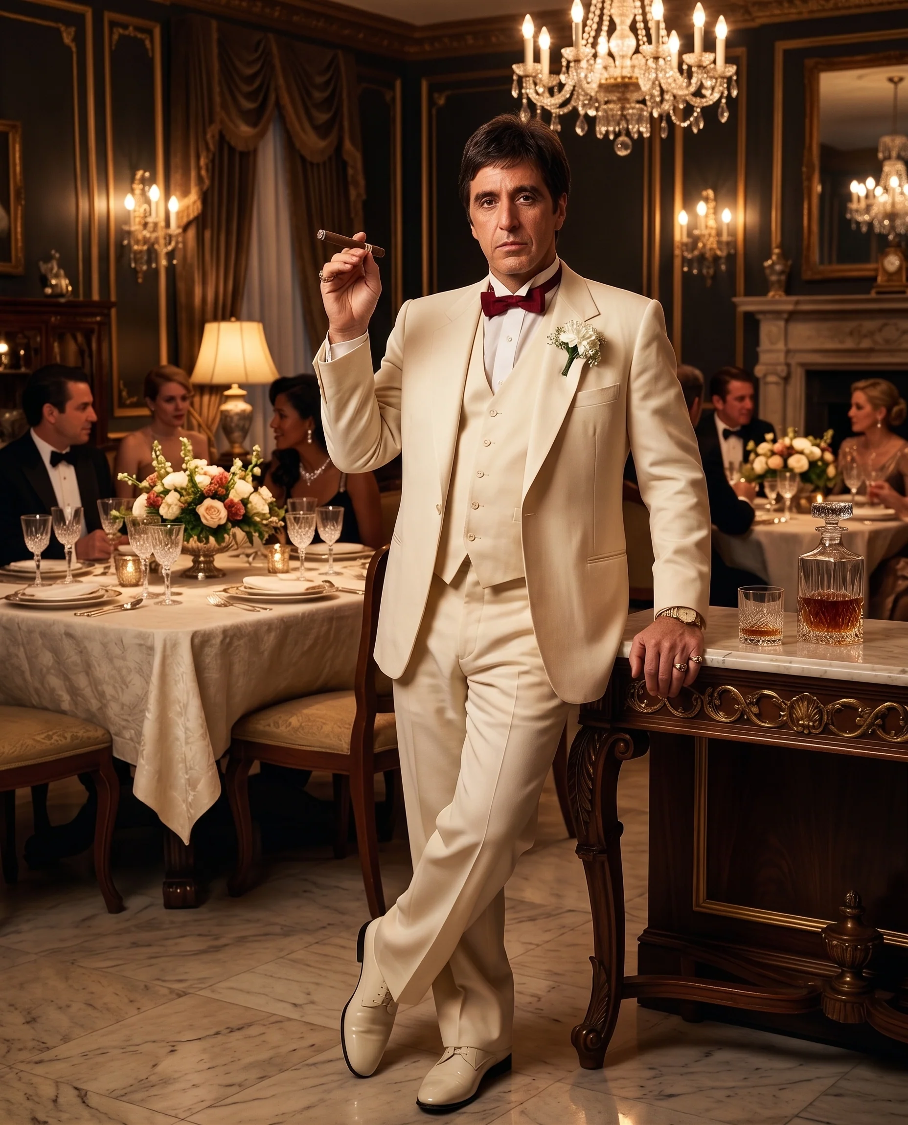 Tony Montana’s Ivory Vested Suit – Classic Ivory 3 Piece Suit for Wedding, Formal and Evening Wear - Image 14