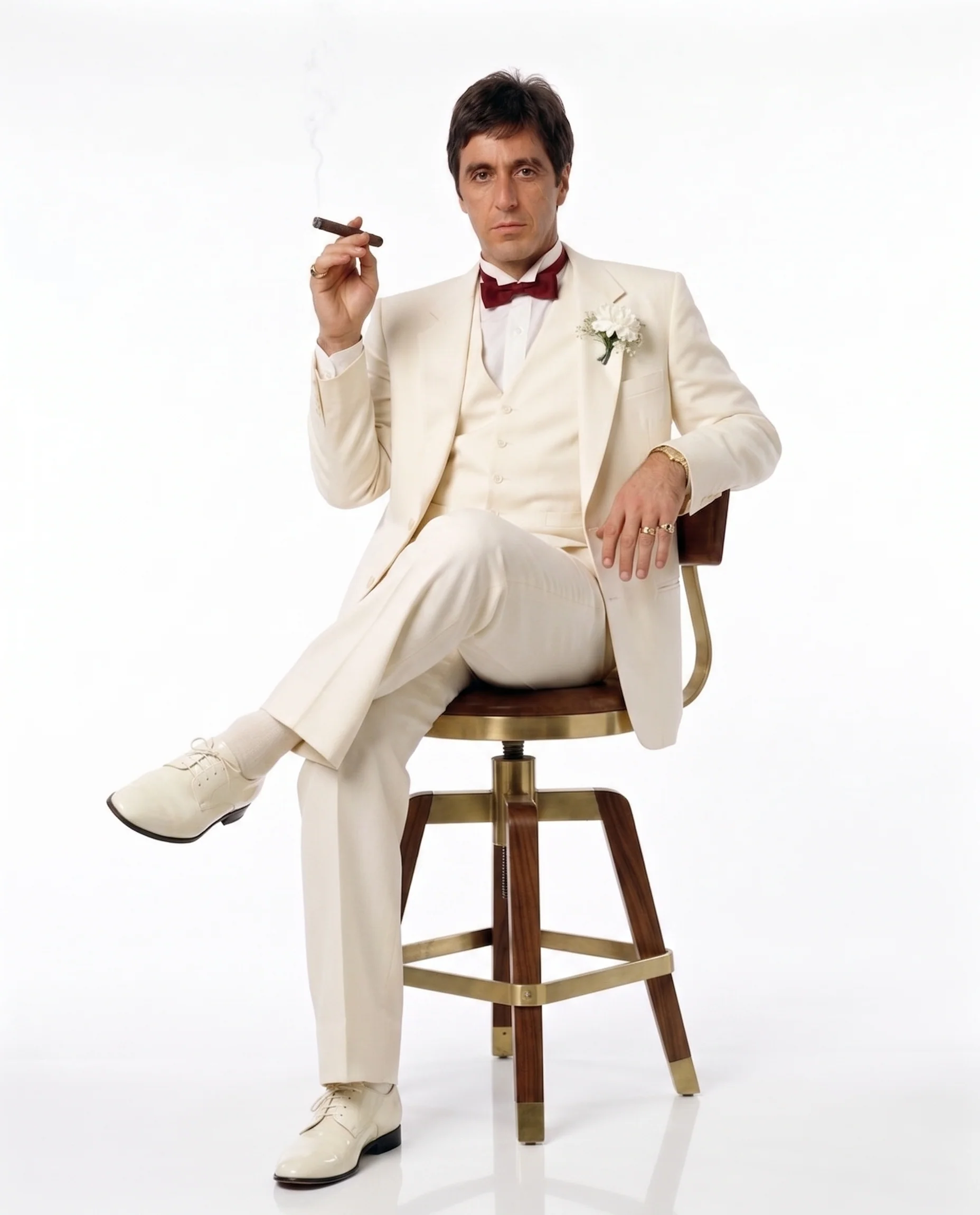 Tony Montana’s Ivory Vested Suit – Classic Ivory 3 Piece Suit for Wedding, Formal and Evening Wear - Image 6