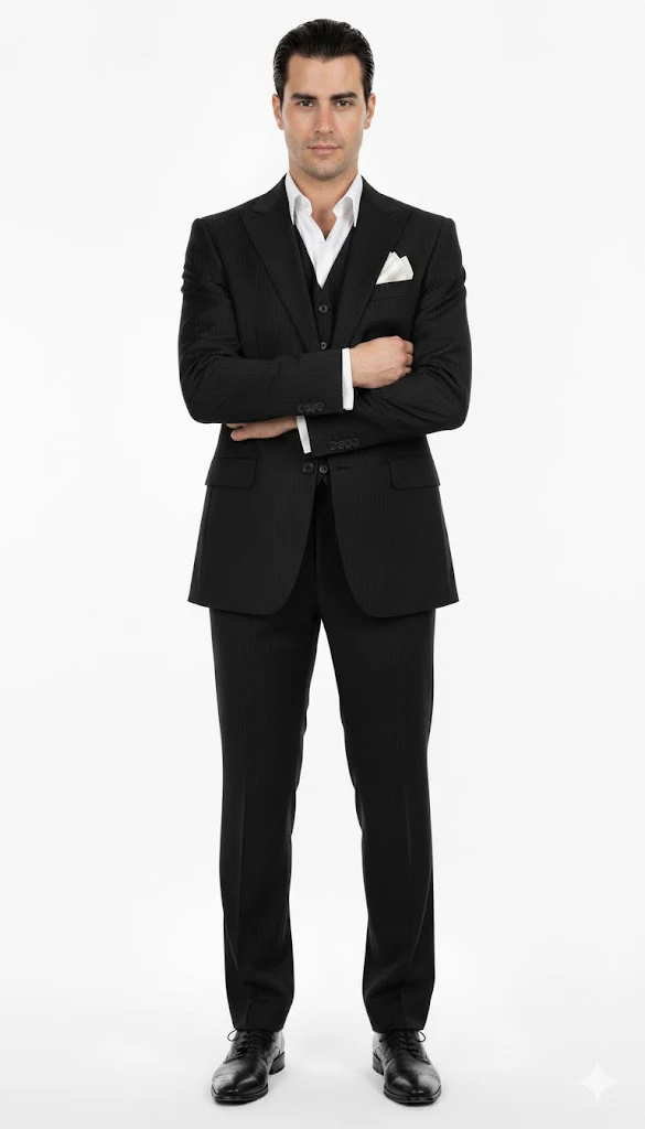 Tony Montana Suit Black One Chest Pocket Scarface Suit - Image 3
