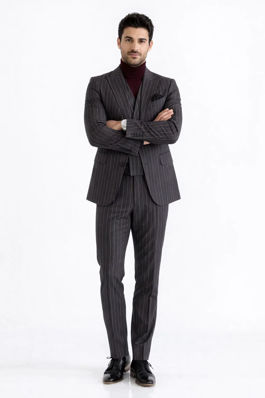 Turtleneck Suit + Free Turtleneck Sweater Package - Black Mens Suit - Image 5