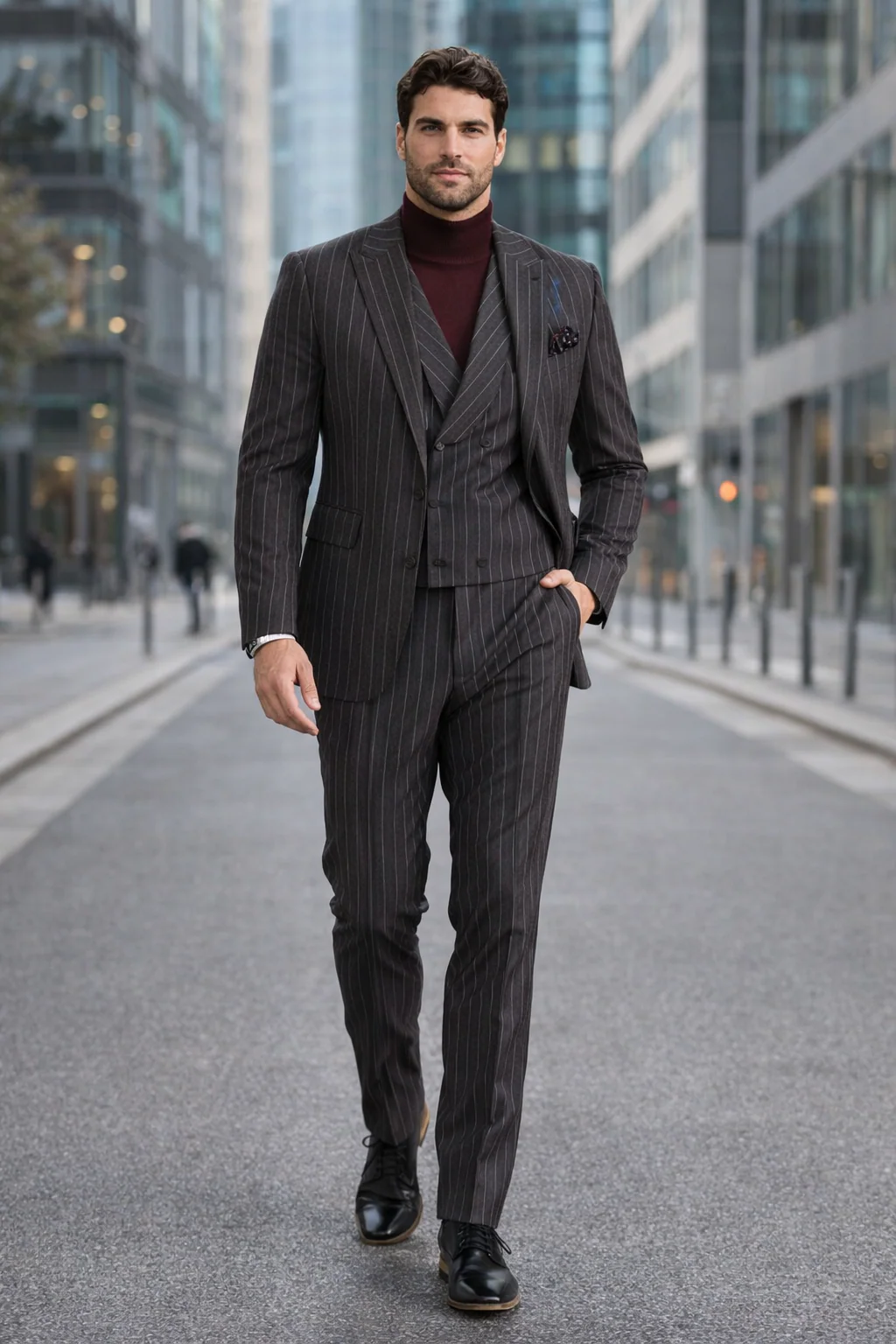 Turtleneck Suit + Free Turtleneck Sweater Package - Black Mens Suit - Image 6