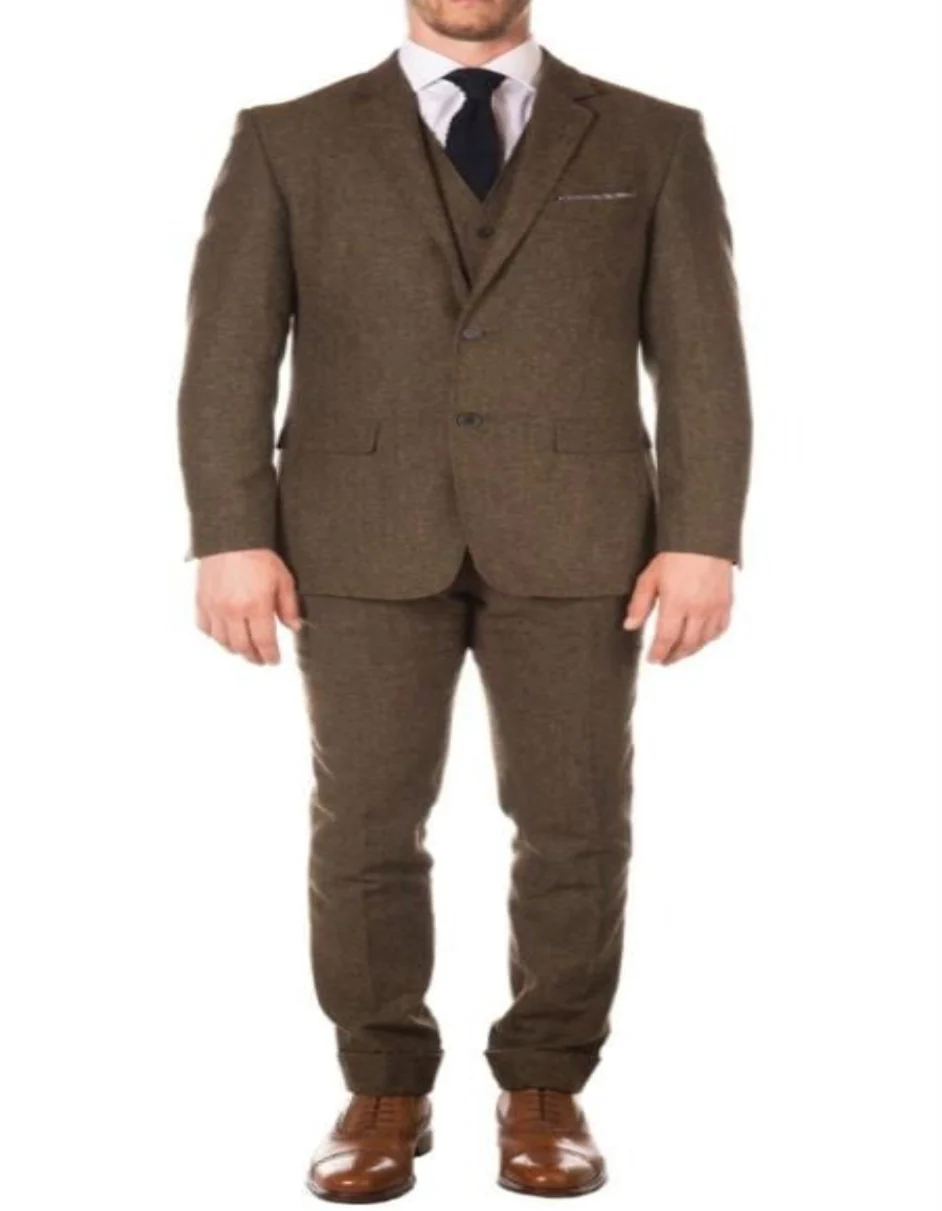 Tweed 3 Piece Suit - Tweed Wedding Suit Mens Cognac One Chest Pocket Super Slim Fit Jacket Designer Cheap Priced Men'S Slim Fitted Suit - Skinny Fit Suits