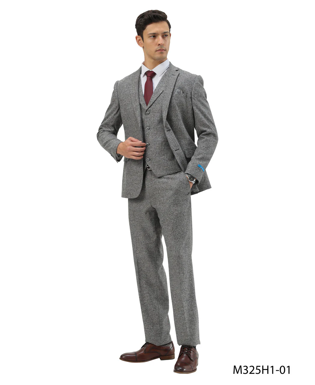 Tweed 3 Piece Suit - Tweed Wedding Suit Big and Tall Tweed Suit Slim Fitted Herringbone Fabric Plus Size Men's Suits For Big Guys - Image 4
