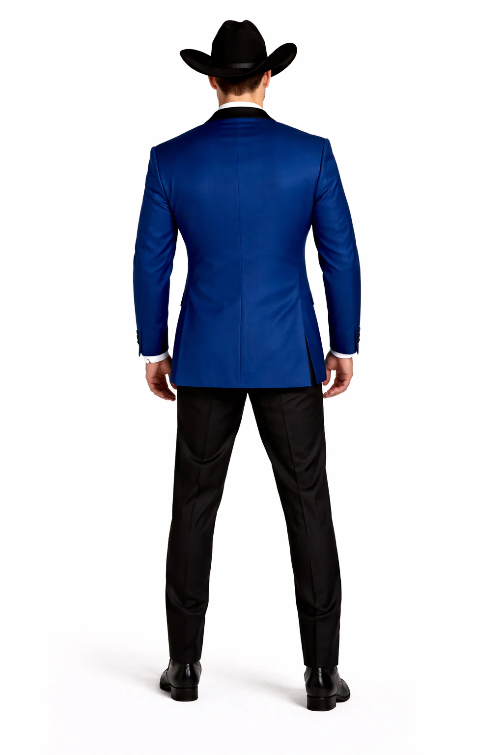 Two Toned Royal Light Blue Two Button Velvet or Dress Suits for Men Fabric Tuxedo Suit Or Dinner Jacket Black Lapeled - Image 2