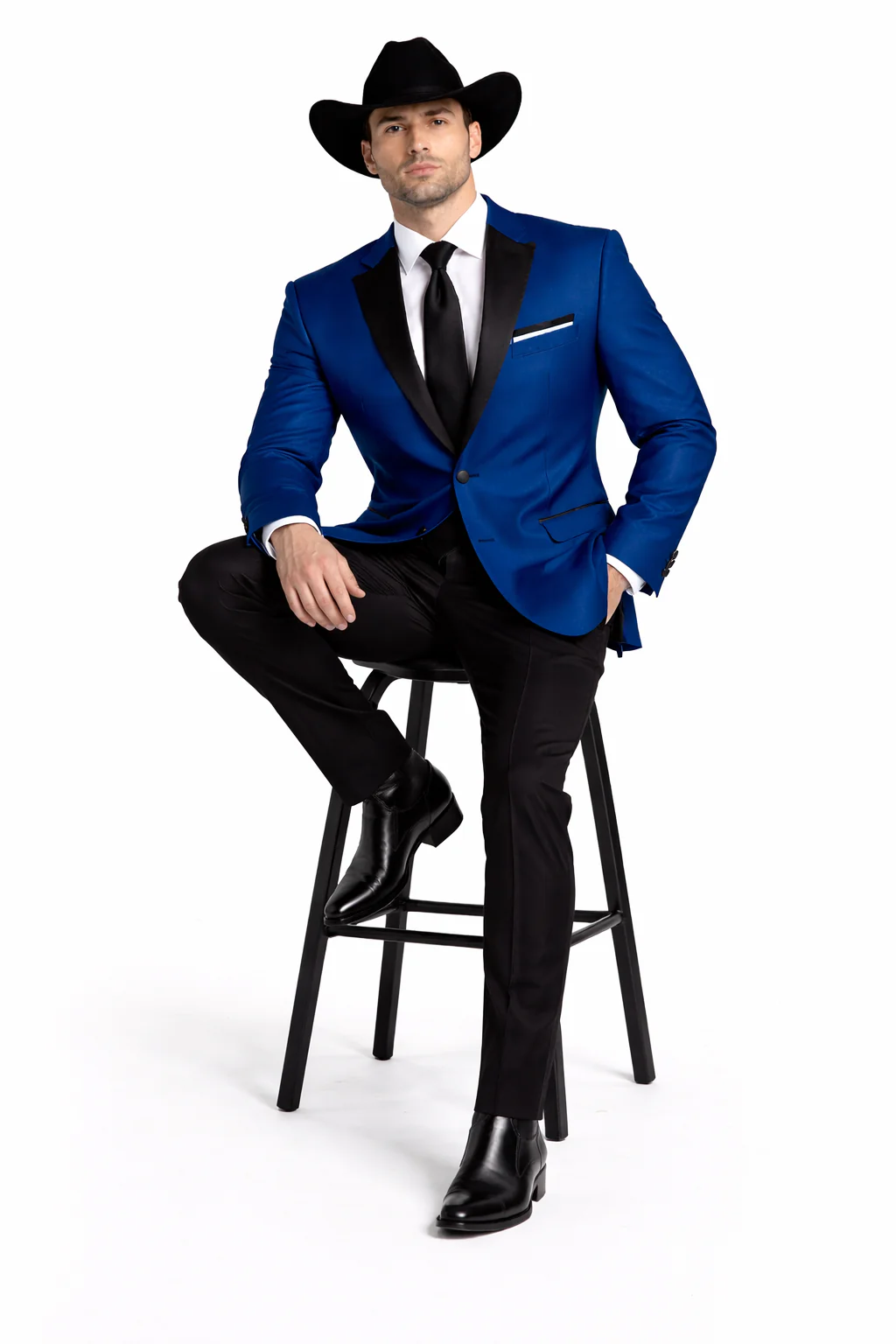 Two Toned Royal Light Blue Two Button Velvet or Dress Suits for Men Fabric Tuxedo Suit Or Dinner Jacket Black Lapeled - Image 4