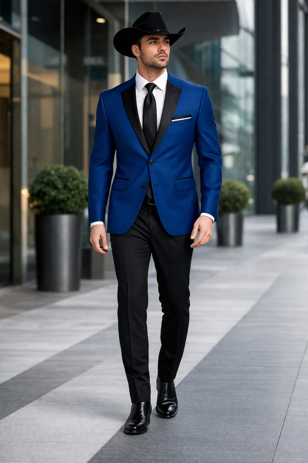 Two Toned Royal Light Blue Two Button Velvet or Dress Suits for Men Fabric Tuxedo Suit Or Dinner Jacket Black Lapeled - Image 8