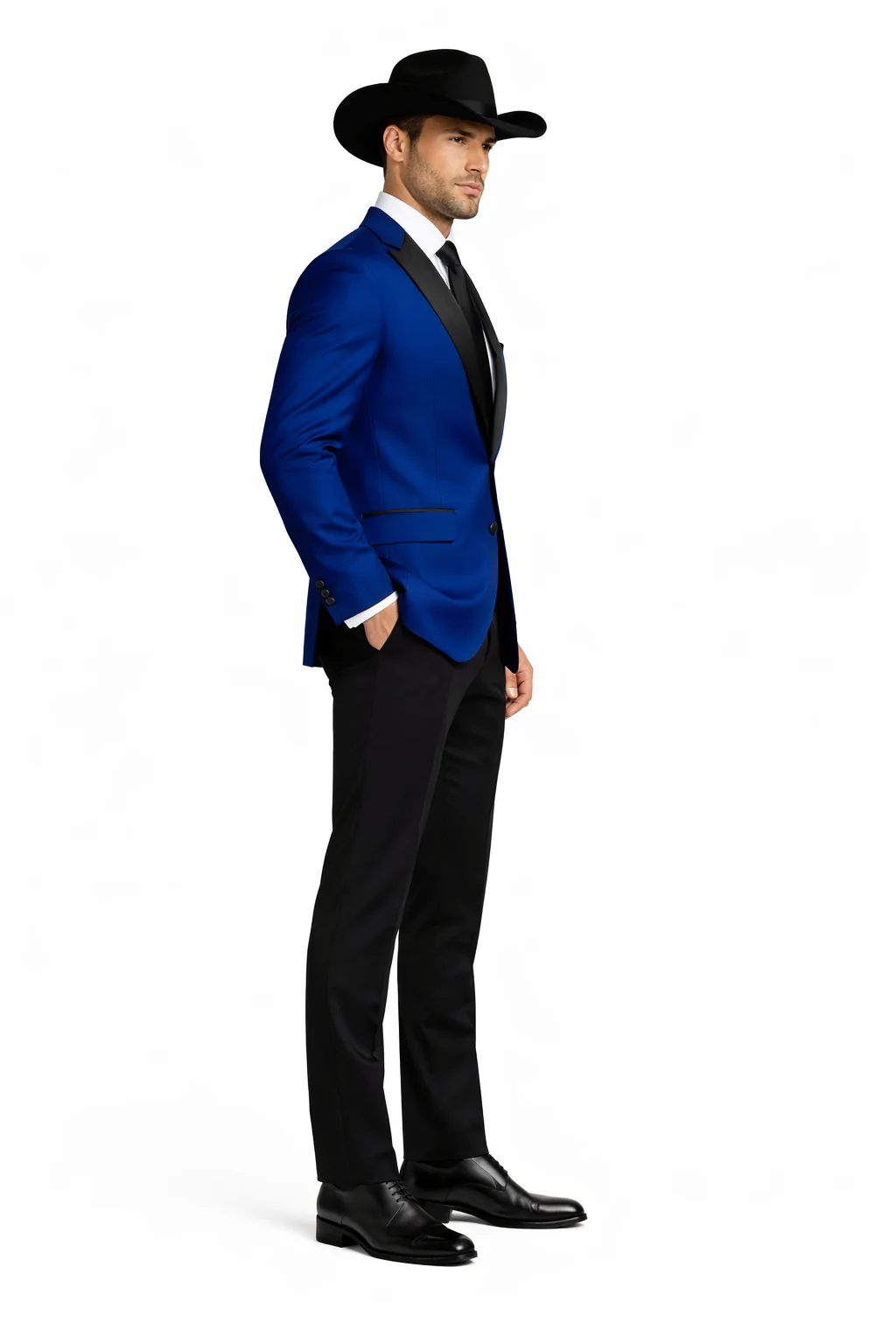 Two Toned Royal Light Blue Two Buttons Velvet or Dress Suits for Men Fabric (Your Choice) Tuxedo Suit Or Dinner Jacket Black Lapeled - Image 3