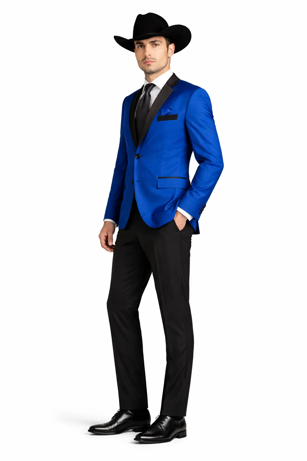 Two Toned Royal Light Blue Two Buttons Velvet or Dress Suits for Men Fabrics (Your Choice) Tuxedo Suit Or Dinner Jacket Black Lapeled - Image 3