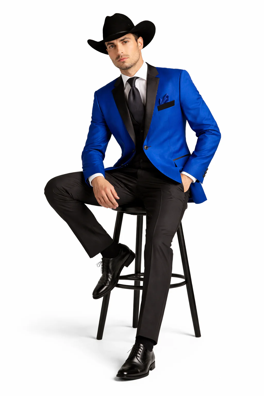 Two Toned Royal Light Blue Two Buttons Velvet or Dress Suits for Men Fabrics (Your Choice) Tuxedo Suit Or Dinner Jacket Black Lapeled - Image 4