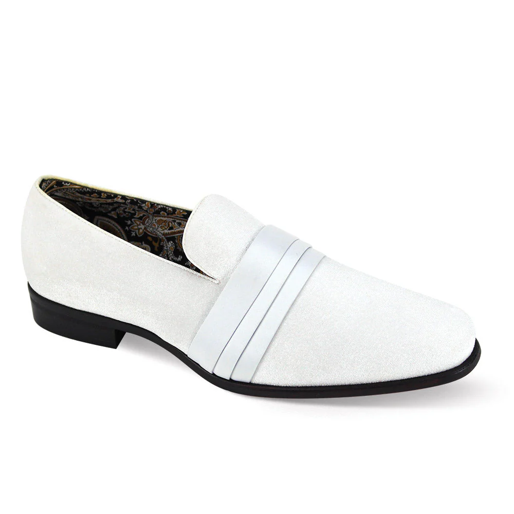 Uptown Hustle in White Sleek Velvet Loafers by After Midnight