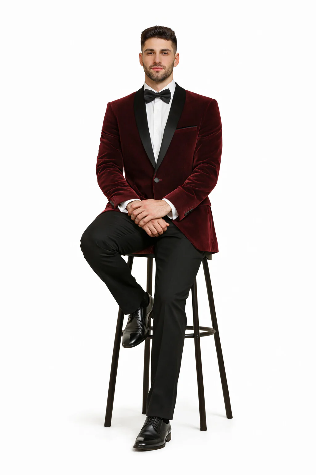 Velvet Blazer - Mens Velvet Jacket Mens 2 Button Modern Fit Suits Shawl Lapel Wine ~ Maroon Burgundy Suit - Image 4