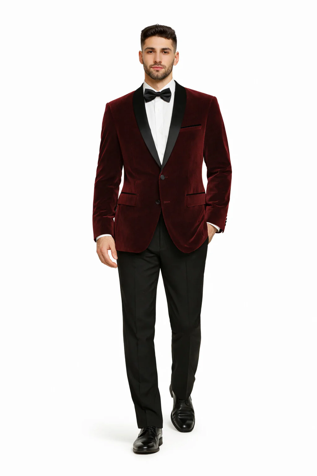 Velvet Blazer - Mens Velvet Jacket Mens 2 Button Modern Fit Suits Shawl Lapel Wine ~ Maroon Burgundy Suit - Image 5
