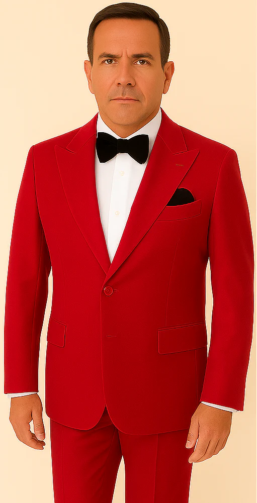 Velvet Fabric Suit - Red Blazer + Pants in Velvet Fabric Rossiman Christmas Holiday Suit - Image 5